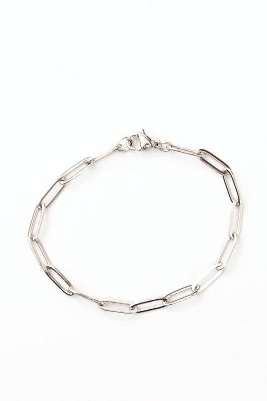 18K STAINLESS STEEL NON TARNISH PAPERCLIP BRACELET